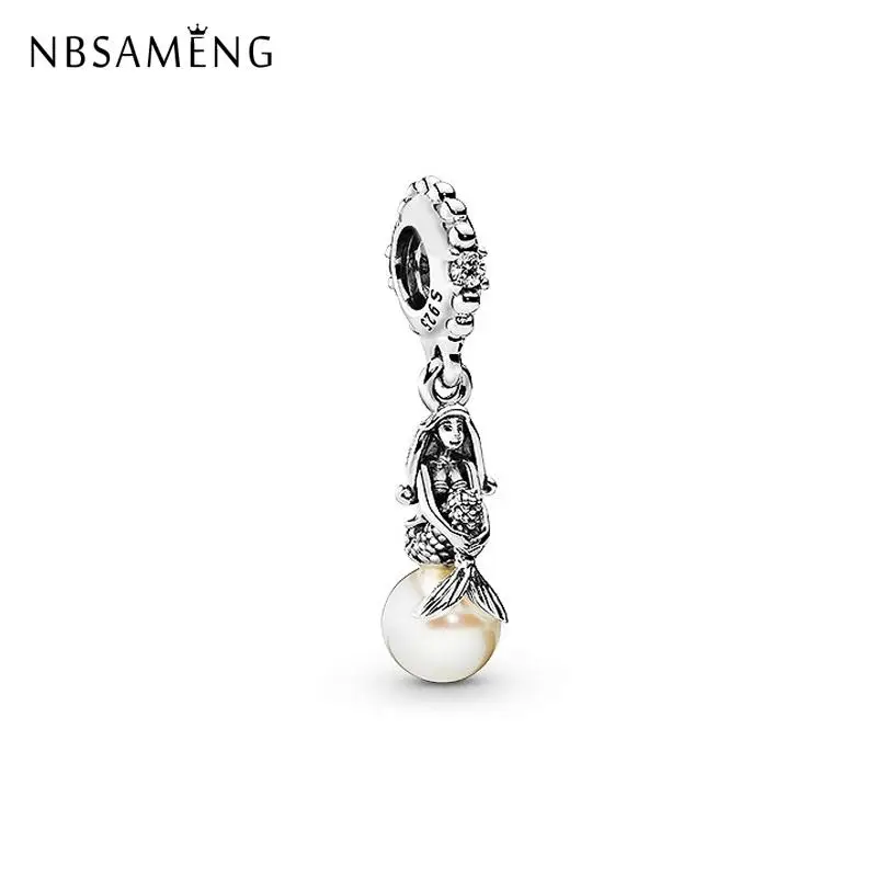 Оригинальное серебряные бусины 925 пробы, светящееся ожерелье Ариэль с жемчугом, подвеска из полиэтилена, подходит для браслетов Pandora, ожерелье для женщин, ювелирные изделия DIY
