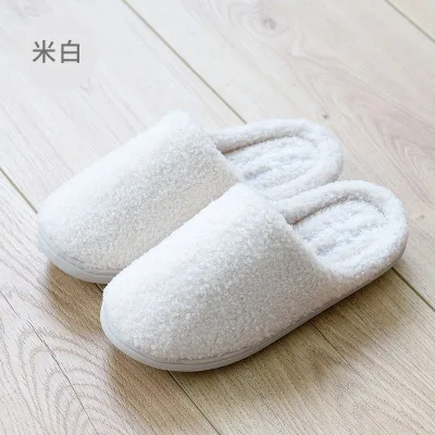Новинка; Xiaomi Mijia Youpin; Домашние плюшевые хлопковые тапочки для женщин; ; Домашние Нескользящие мужские тапочки из хлопка с мягкой подошвой для влюбленных пар - Цвет: 35-36 white