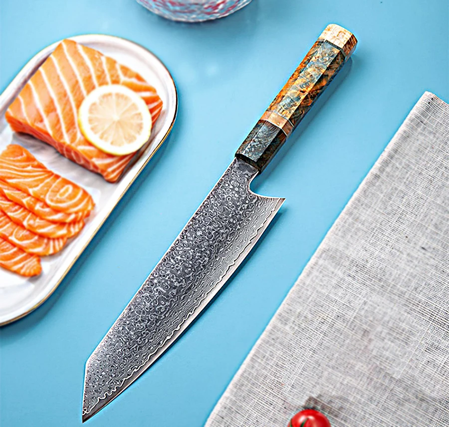 Отверждения деревянной ручкой+ 67 слоев vg10 Дамасская сталь японский кухонный нож, дамасский нож, шеф-повара Santoku резак, быстрый мясорубка