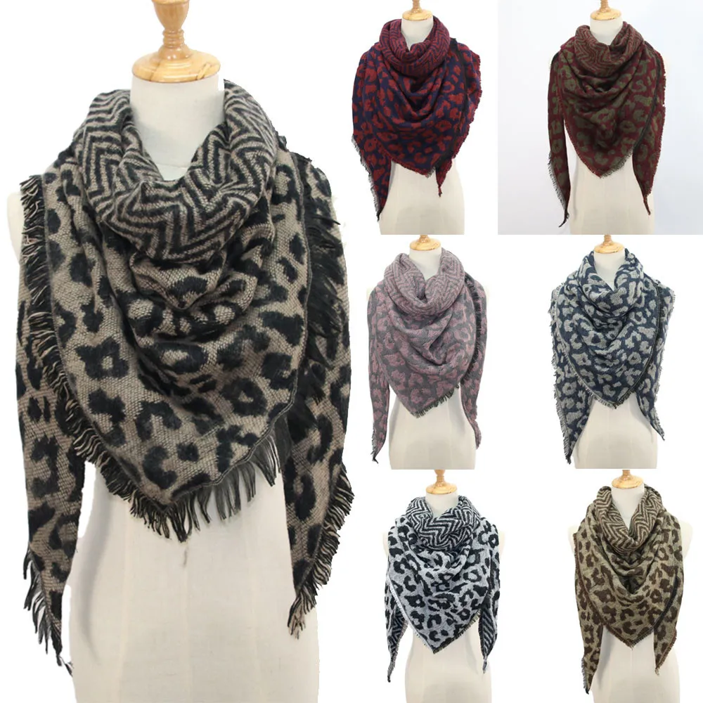 

Lady Triangle Leopard Print Scarf Warm Winter Women Scarf Imitation Cashmere Shawl аѬ еплй Neck Protection Casural Fashion