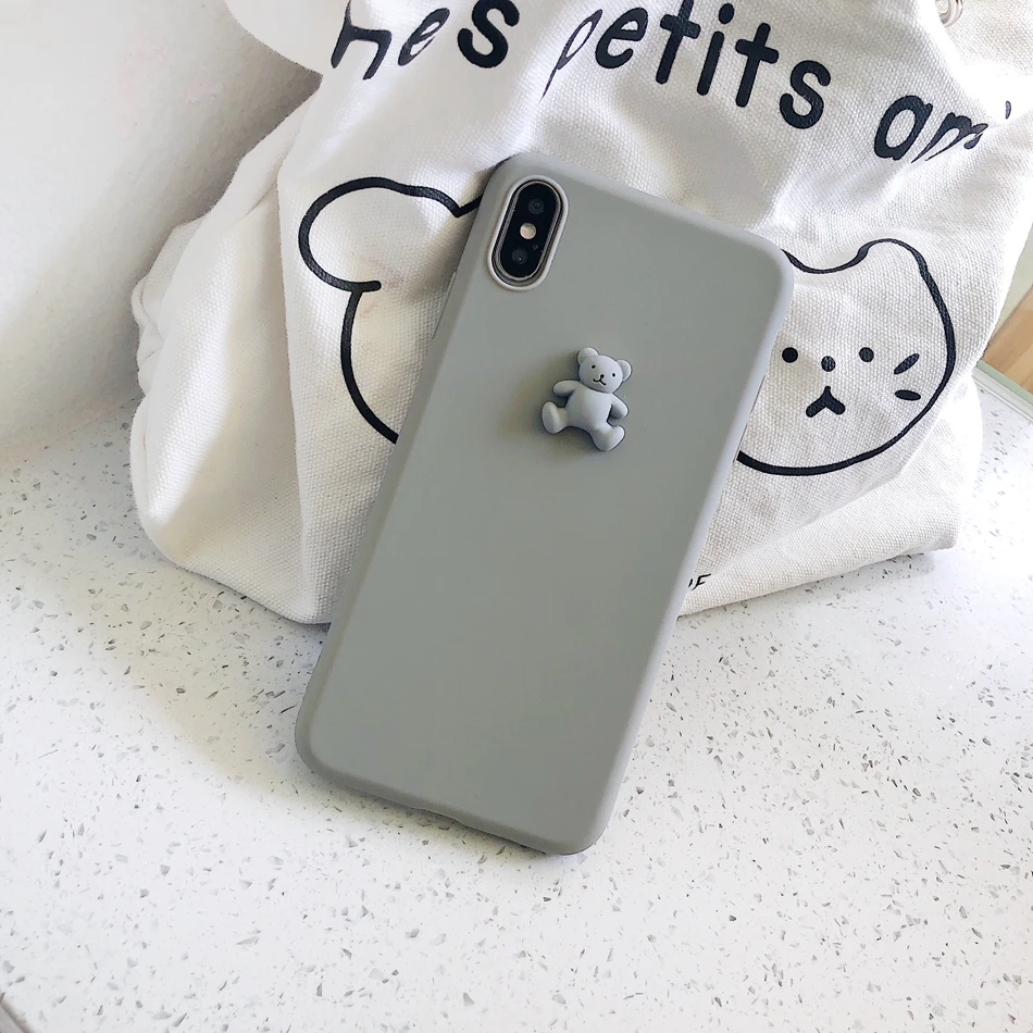 3D Cute Pig Dog Panda Bear DIY Case For Samsung A50 A70 A40 A20 A60 A80 Pizza Burger Cake Cover For Galaxy M10 M20 M30 Soft Case - Цвет: Bear L