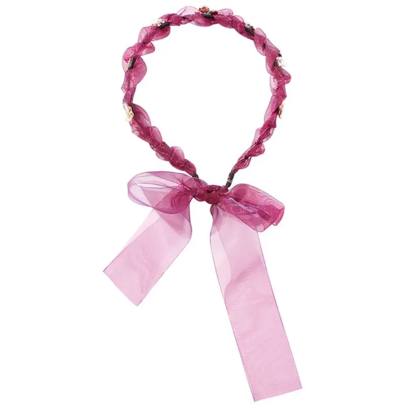 Korean Romantic Gauze Long Ribbon Headband Enamel Alloy Flower Faux Pearl Jewelry Wreath Candy Color Women 1 Korean Romantic Gauze Long Ribbon Headband Enamel Alloy Flower Faux Pearl Jewelry Wreath Candy Color Women 4