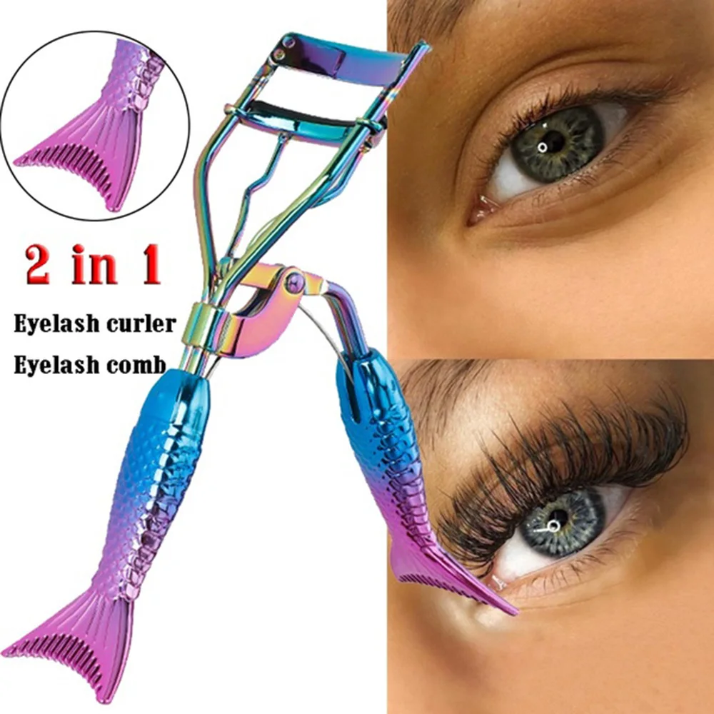 

2 In 1 Mermaid Makeup Eyelash Curler Beauty Tools Lady Women Lash Nature Curl Style Cute Eyelash Handle Curl Eye Lash Curler