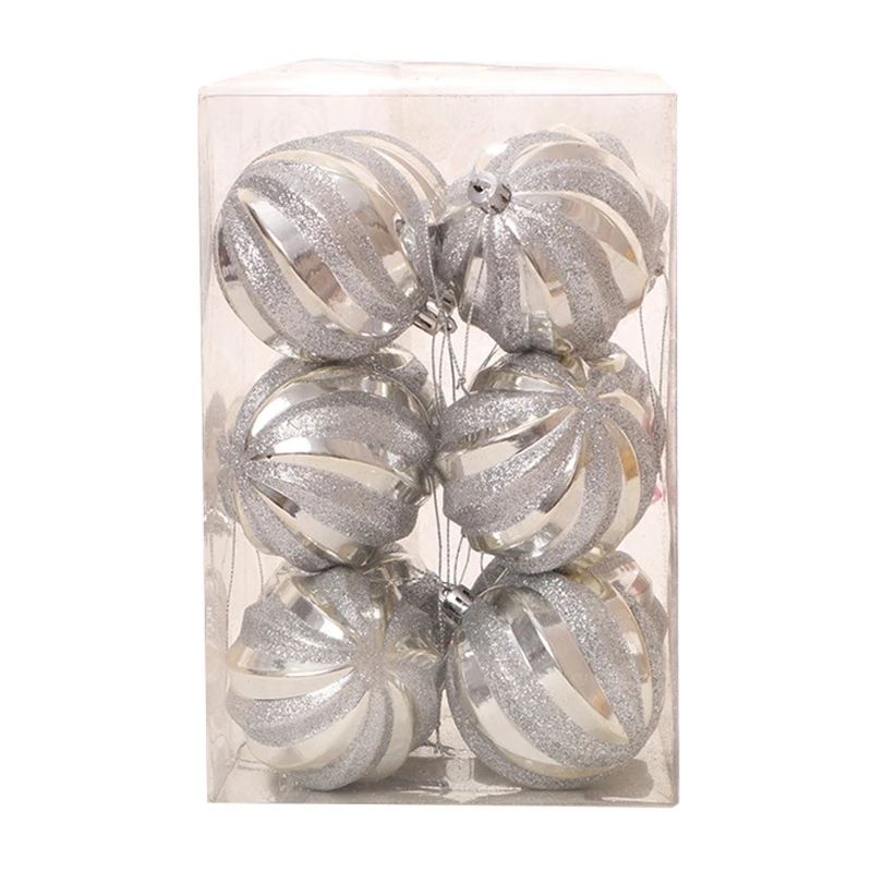 1 Set Christmas Tree Decor High Qulity White Gold Ball Ornament Bauble Party Hanging Ball for Home Christmas Decorations