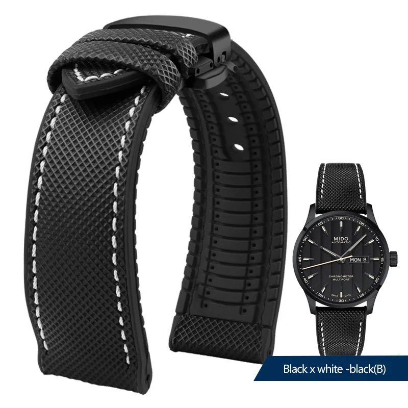 thumbnail image 1 of Correa de reloj de lona impermeable de caucho y silicona para deportes al aire libre de 19, 20, 21 y 22 mm de la serie Citizen Helmsman/Commander, 1 of 5
