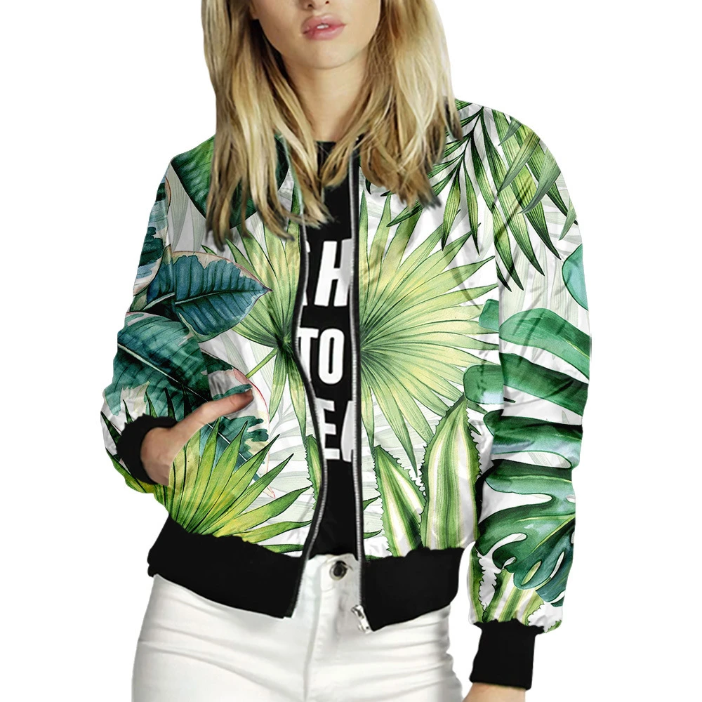 Chaquetas lisas finas para mujer, chaqueta informal con cremallera y estampado Floral, abrigo manga moda clásica, prendas de vestir delgadas para primavera y otoño|chaquetas básicas| -