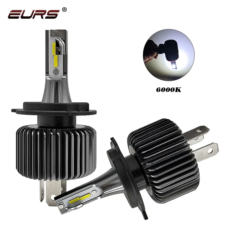 Светодиодные автолампы EURS H7 9005 HB3 9006 HB4 H4 Чип 6000K 46 Вт 1860 лм H8 H11 все-в-одном E4