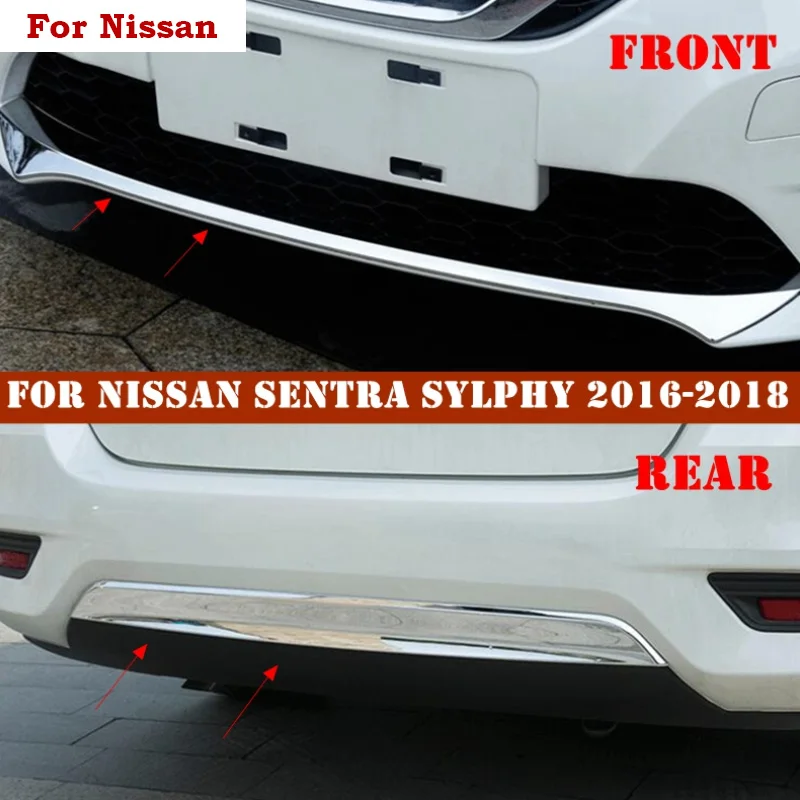 Яркий серебристый стиль для Nissan Sentra Sylphy 2016 2017 2018 АБС-пластик передняя + Задняя