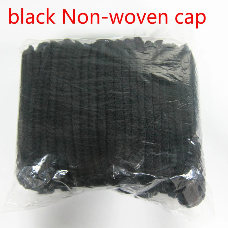 Black Non-woven cap 100 шт Двойная лента Нетканые одноразовые шапочки для душа плиссированные Анти-пыль шляпа для женщин и мужчин для ванны для спа-салона Аксессуары для красоты - Цвет: Black Non-woven cap