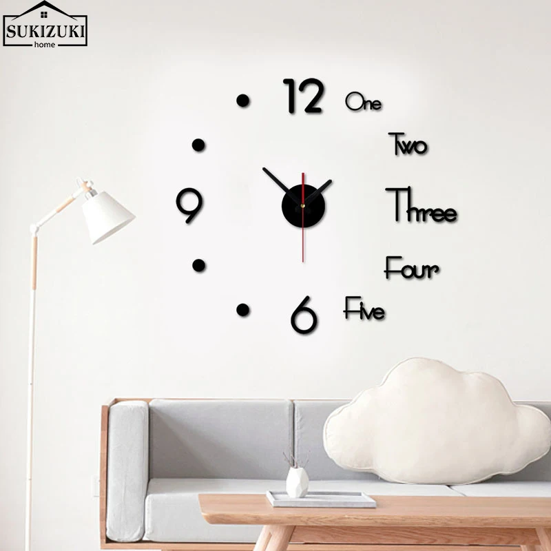 

Punch-Free Wall Sticker Clock DIY European Style Simple Clock Mute Home Living Room Study Bedroom Wall Clock