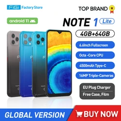 FIGI Note 1 Lite Octa Core 4GB 64GB Mobile Phone Android 11 4G Smartphones 16MP Triple Cameras Cellphones Global Version 4500mAh