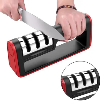 

3 Stages Professional Knife Sharpener Sharpening Stone Grinder Knives Whetstone Tungsten Diamond Ceramic Sharpener Tool