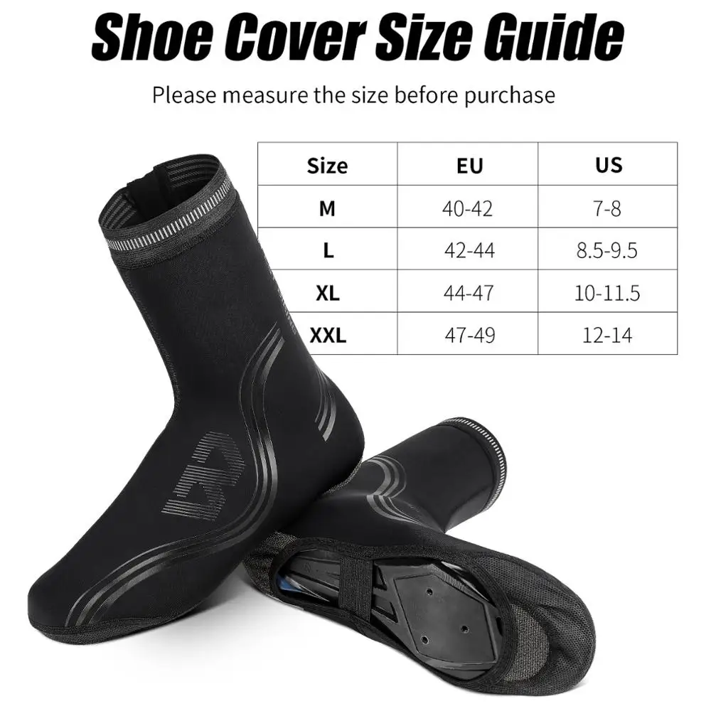 Winter Warm Cycling Shoe Covers MTB Road Bike Boot Covers Reflective Windproof Overshoes Toe Warmer Protector Men Neoprene Black