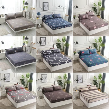 

Flamingo Stripe Print Bed Mattress Cover Full Fitted Sheet Polyester Bed Sheets Mattress Protector Cover Home Textile