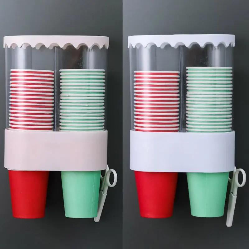 

Wall Mounted Automatic Disposable Paper Cup Dispenser Holder Cups Storage Rack