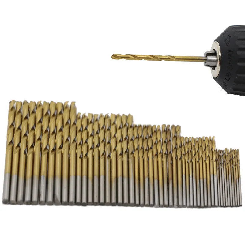 LAMEZIA 99pcs Twist Drill Bit Set Power Tool Kit High Quality HSS Titanium Coated Tool Set Woodworking Wood Drilling