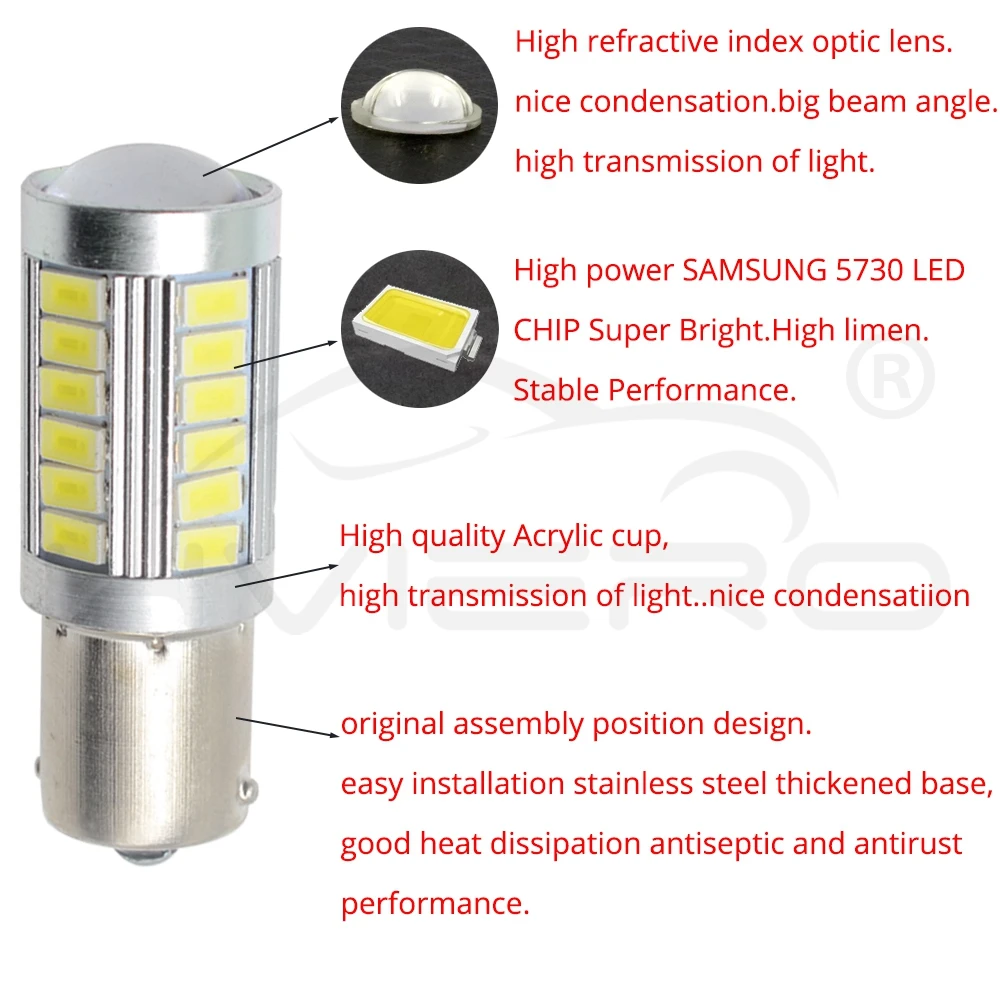 2X белый красный 1156 BA15S 1157 BAY15D P21 5 Вт 33SMD 5730 светодиодный Автомобильные стоп сигналы