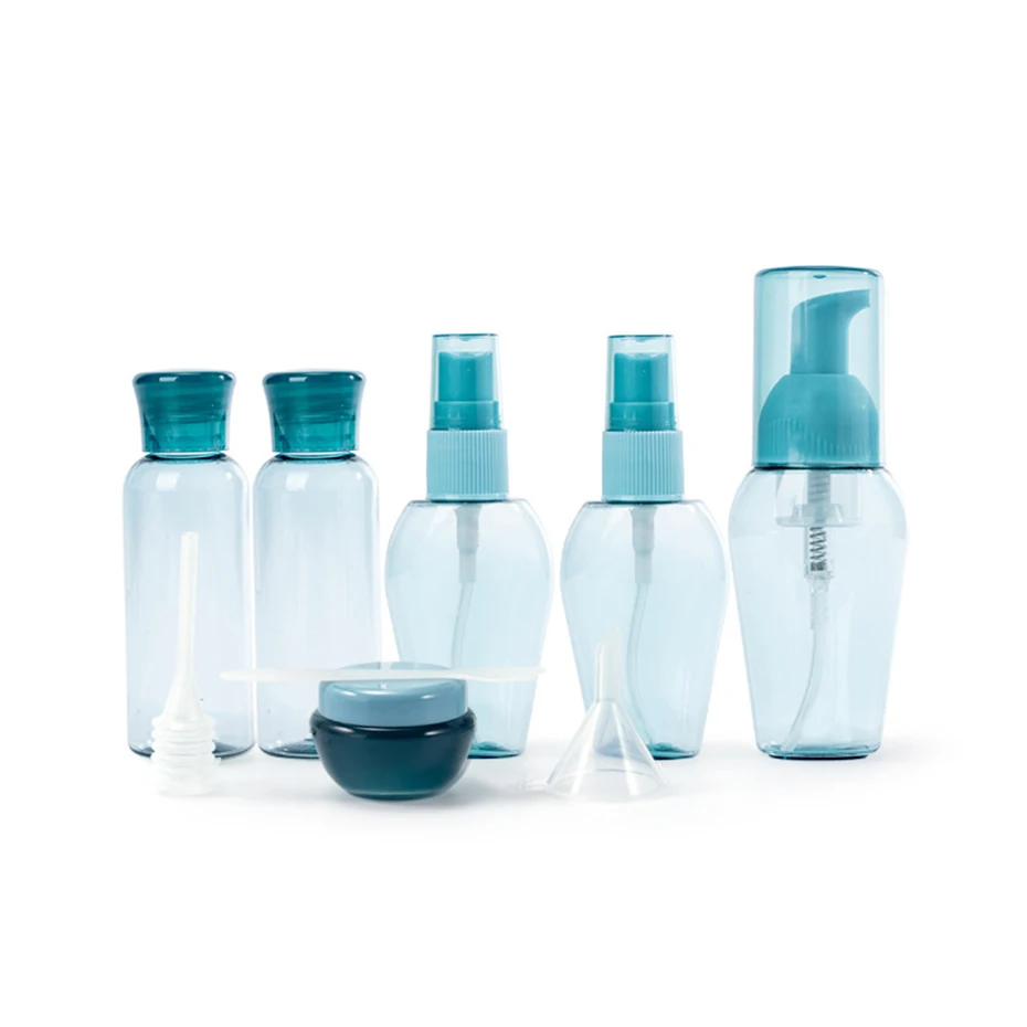

9pcs Portable Travel Cosmetics Storage Bottle Set Spray Perfume Bottle Shampoo Mask Storage Box hair oil Empty Applicator Bottle
