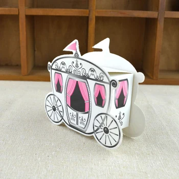 

50pcs/set Miniature Paper Pumpkin Carriage Candy Gift Box For Princess Wedding Party Guests Present Cinderella Package