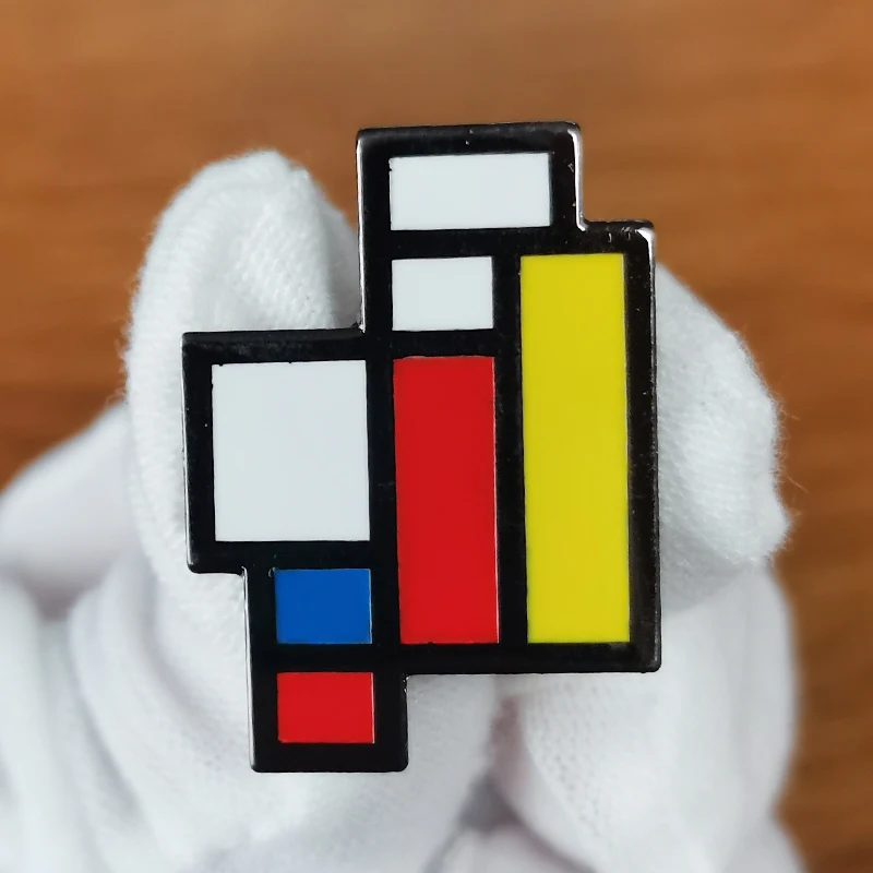 

Mondrian Art Enamel Pin geometric work inspired Brooch abstract art jewelry