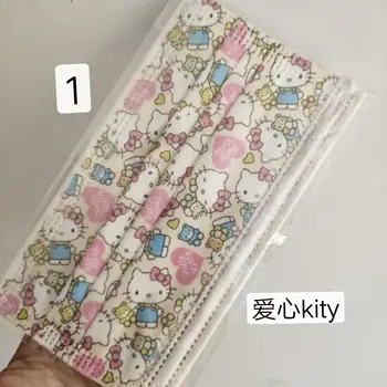 

Japanese Adult Cartoon Anime Printing Disposable Three-layer Non-woven Mask Unisex Breathable Pink Cat Cute Kawaii Face Mask