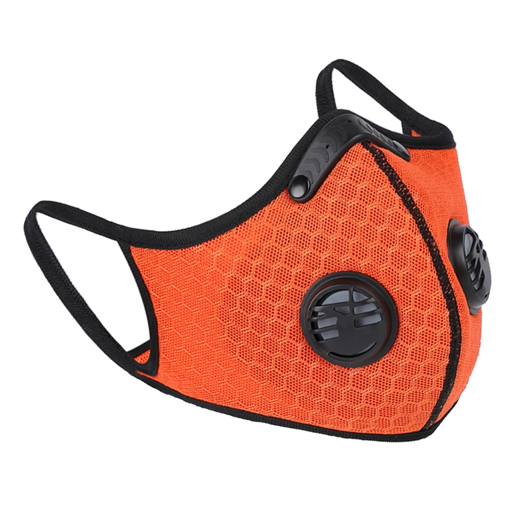 Cycling Face Mask Outdoor Sports Anti Dust Gas Activated Carbon Filter Half Face Mask Breatheable Durable Black Orange