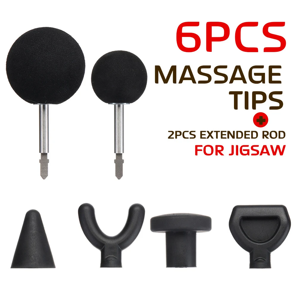 6pcs Shoulder Body Tool Therapy Neck Adapter Attachment Relieve EVA Pain Relief Jigsaw Back Muscle Percussion Massage Massager