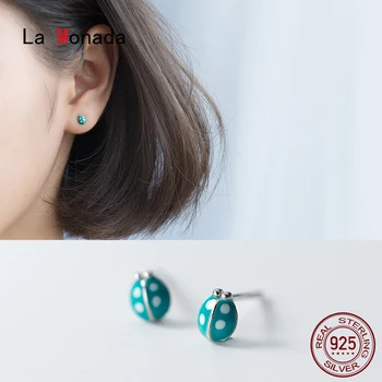 

La Monada Cute Ladybug Minimalist Sterling Silver Stud Earrings Women Fine In 925 Silver Jewelry Woman Earrings Stud Silver 925