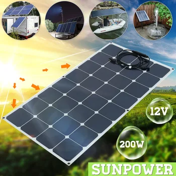 

200W 12V Solar Panel Flexible Solar system Monocrystalline Silicon High Conversion Rate For Camping&Caravan&RV&Boat
