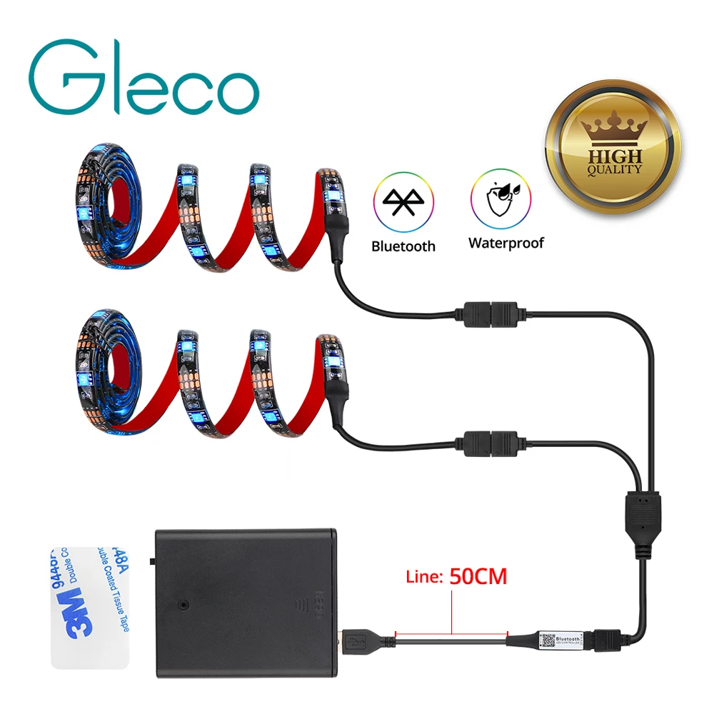 

Led Strip 5V USB RGB Bluetooth Wireless Smart APP Control PC Screen Light Battery Powered HDTV Desktop Background Light 1M 2M
