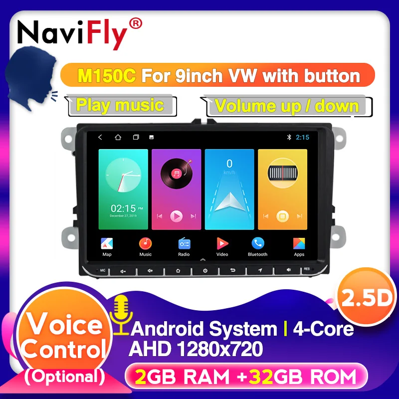 NaviFly Android 9 Голосовое управление для VW Skoda Octavia golf 5 6 touran passat B6 jetta polo tiguan