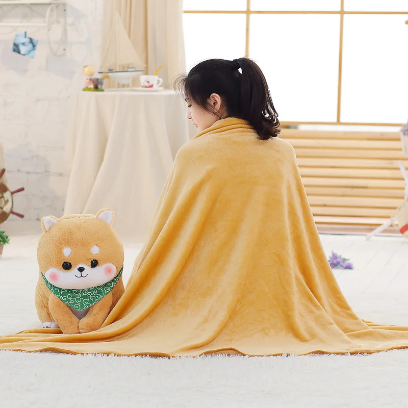 

Portable Two-in-One Doll Airable Blanket Summer Single Person Coral Velvet Nap Blanket Office School Rest Blanket