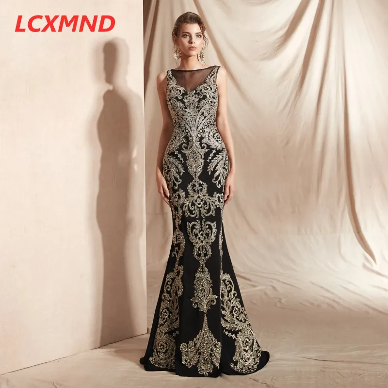 Кружевное Вечернее Платье с вышивкой, длинное,, Vestido de Festa, элегантное, вечернее платье Русалка, платье для выпускного вечера, иллюзия сзади, вечерние платья
