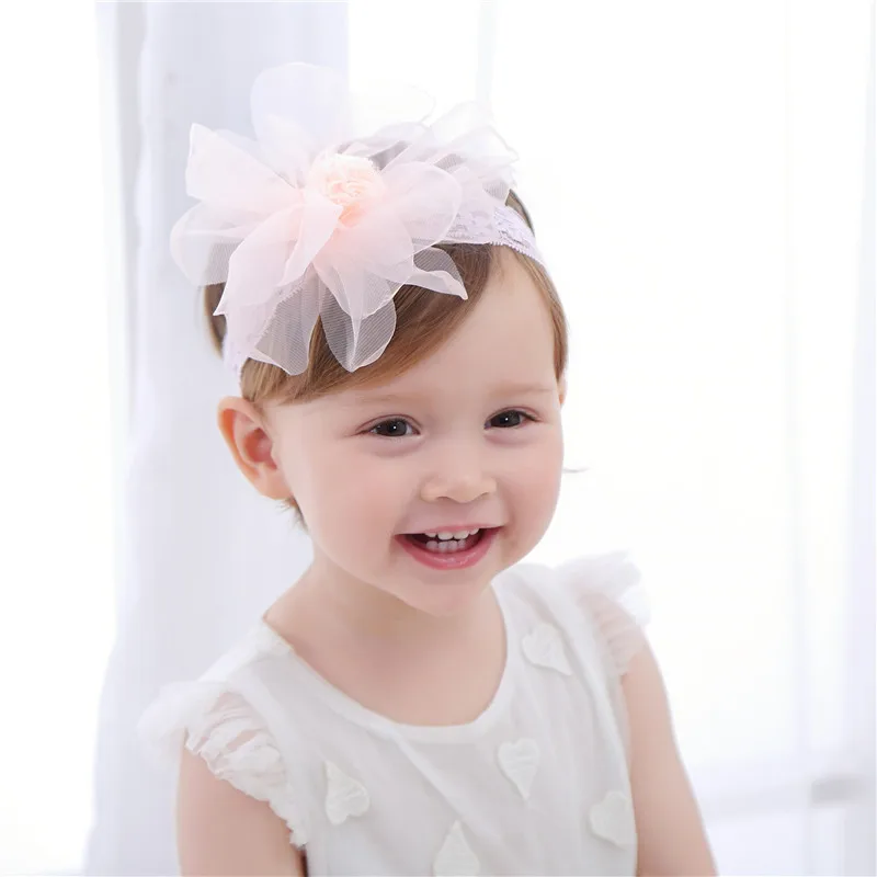 Baby Girl Headbands Turban Headwrap Princess Lace Chiffon Flower Headband Hair Accessories for Newborn Toddler Cute | Детская одежда и