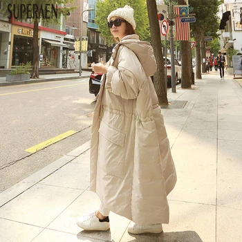 

SuperAen 2019 Winter New Warm Parkas Coat Women Cotton Wild Casual Hooded Ladies Parkas Coat Korean Style Pluz Size Thick Coats