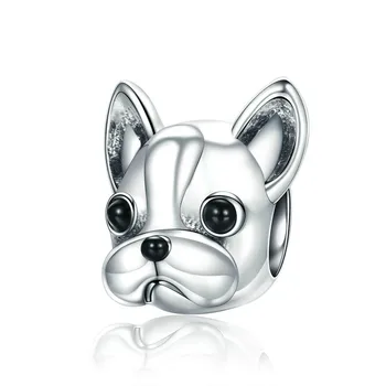

2019 NEW 100% 925 Sterling Silver Loyal Partners French BULLDOG Doggie Animals Bead fit Women Charm Jewelry Bracelets Dog SCC315
