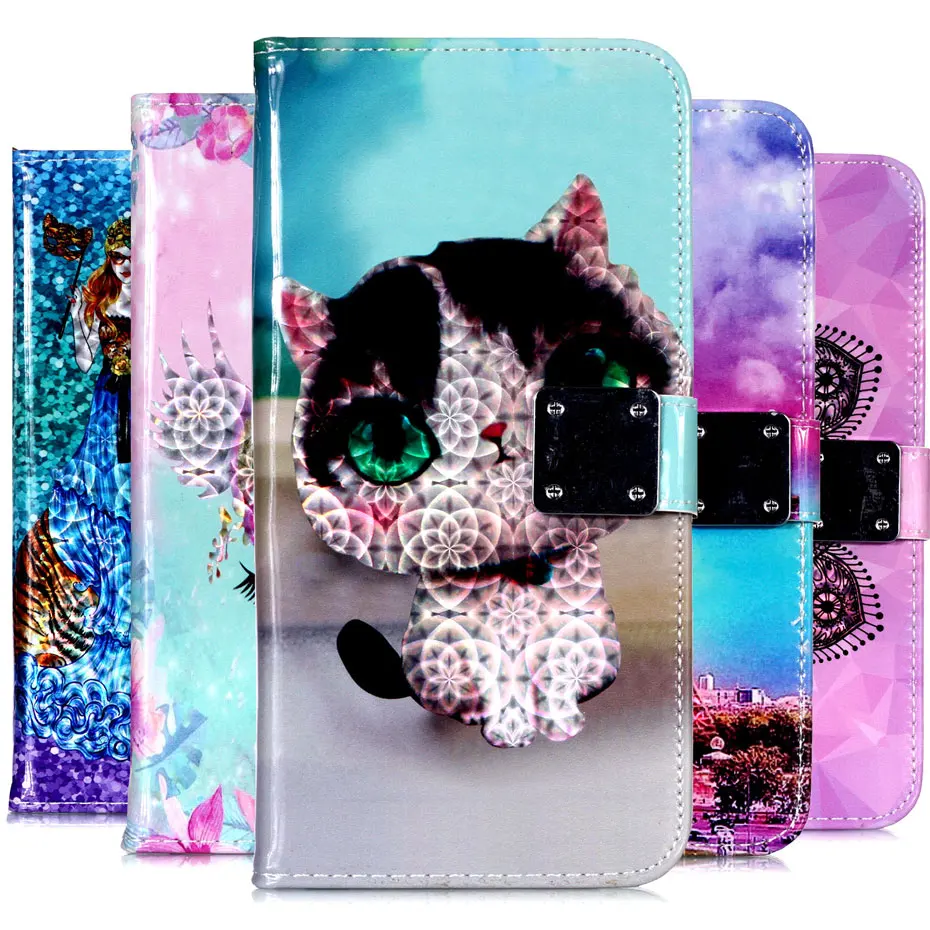 

3D Laser Pattern Flip Leather Case For iPhone 11 Pro Max X XS XR XS Max 5 SE 6 6s 7 8 Plus Wallet Phone Case Fundas Capa