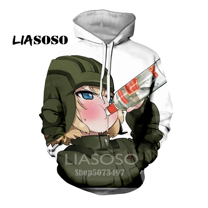 Oh Yes/новые модные толстовки с капюшоном, с длинными рукавами, Harajuku, с 3D принтом, легкие, аниме, для девочек и панзер, с круглым вырезом, для мужчин и женщин, толстовка с капюшоном, топы - Цвет: Армейский зеленый