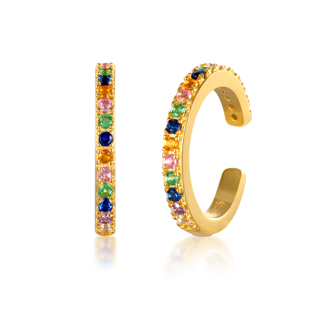 925 Sterling Silver Colored Crystal Hoop Earrings Collection Rainbow Zircon Mosaic Charm Circle Huggie Earrings Jewelry