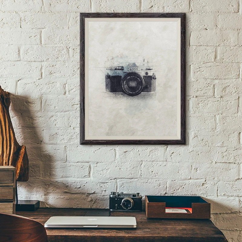 Canon-Camera-Canvas-Art-Poster-Prints-Photographer-Gift-Vintage-Watercolor-Hand-Painted-Painting-Photography-Studio-Wall