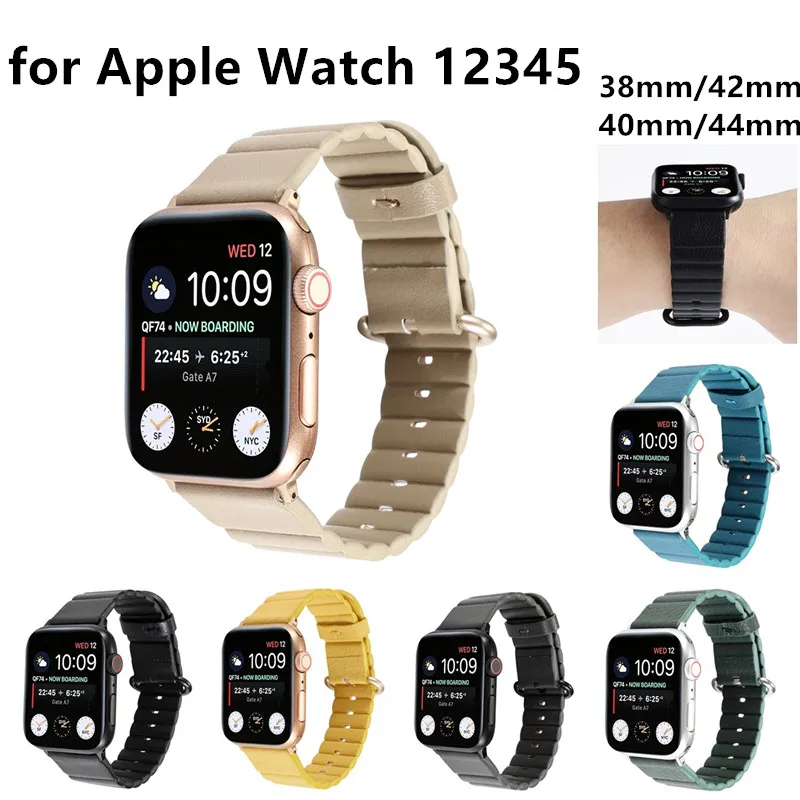 CACKOIE Leather Ring Stripe Strap Leather Touch Apple Watch Series 12345 38mm 42mm 40mm 44mm Smart 1