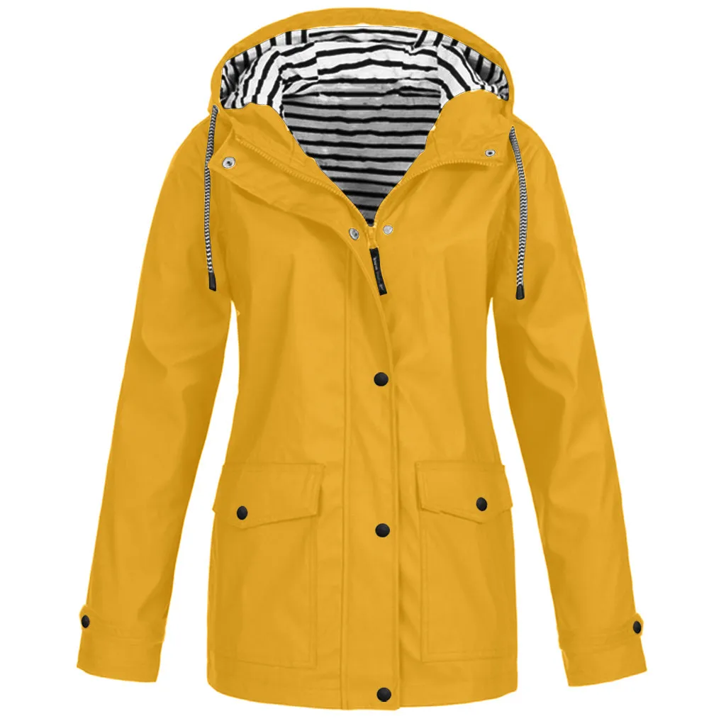 Women Jackets Winter Coat Jacket Women Solid Rain Outdoor Plus Waterproof Hooded Raincoat Windbreaker Lightweight#40