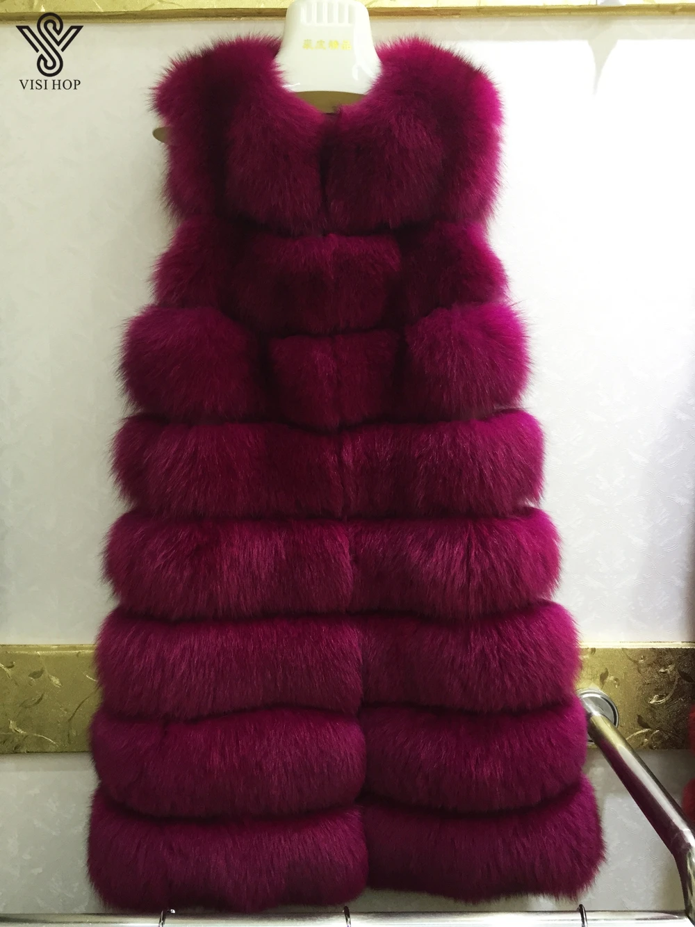 down coats & jackets VISI HOP VS4105 women coat winter luxury jacket real fox fur long overcoat natural fox gilet hot sale wholesale vest long black puffer coat