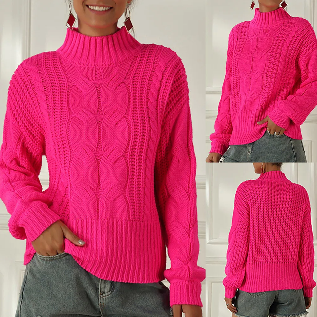JAYCOSIN, женские свитера, повседневный однотонный Водолазка с длинным рукавом, Свободный вязаный свитер, женский осенний зимний свитер, пуловеры, топы