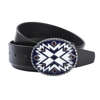 

Men's Oval Shape Buckle Western Indian Style Leather Belt Jeans Accessories