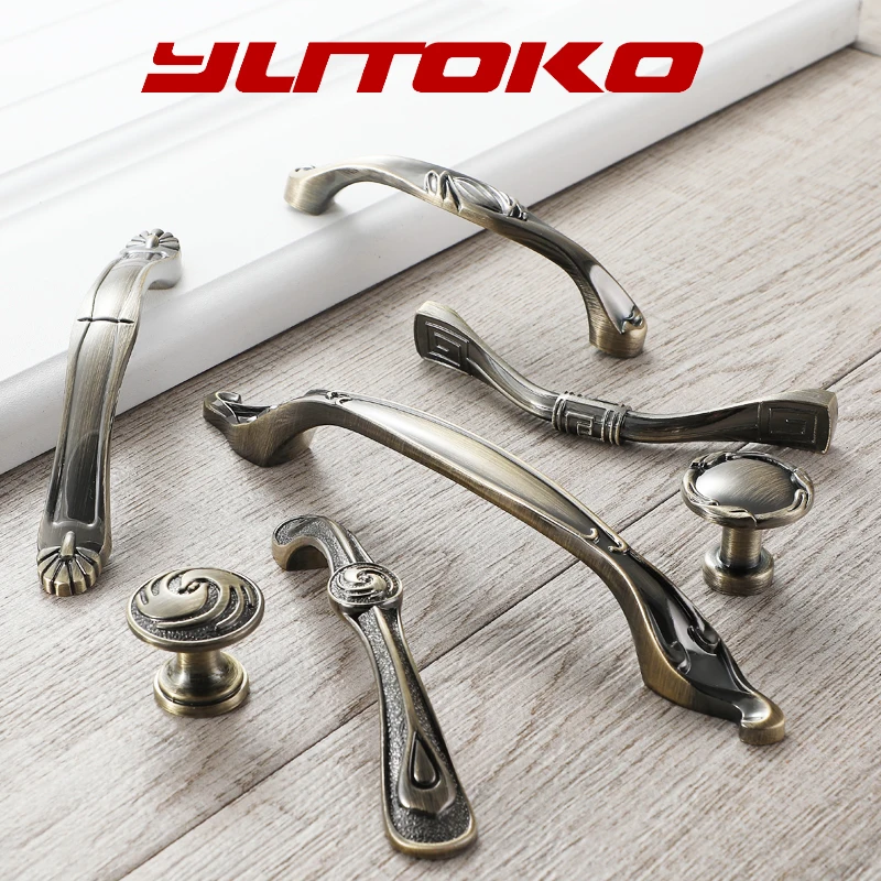 YUTOKO Vintage-Bronze-Griffe, Küchenschrankgriffe, Schubladenknöpfe, antike Schranktürgriffe, Möbelgriffe – Detail 2