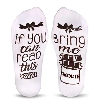 

Women Novelty Funny Crew Socks If You Can Read This Chocolate Letters Hosiery Y1AC