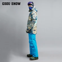 Супер теплый мужской лыжный костюм сноуборд куртка брюки ветрозащитная Водонепроницаемая зимняя одежда брюки мужские с капюшоном утолщенная спортивная одежда
