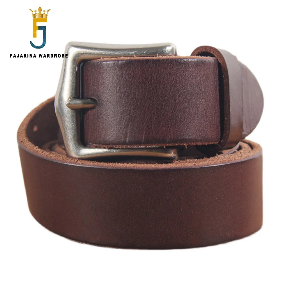 FAJARINA Unique Design Men's Retro Personality Men Retro Style Alloy Metal Pure Layer Solid Cowhide Jeans Belt Leather N17FJ1031