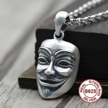 

Trendy S925 Sterling Silver New Pendant Personality Classic Retro Style Carved V Smile Modeling Jewelry Gift Hot Sale Real New